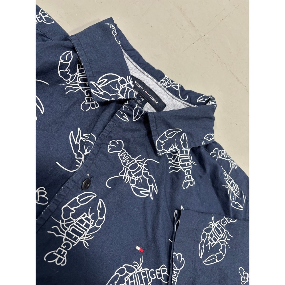 Tommy Hilfiger All Over Print Lobster Short Sleeve Shirt Mens L - Picture 1 of 6